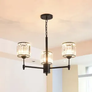 Contemporary Crystal Hanging Light in Black with 3/6/8-Light Radial Design for Bedroom