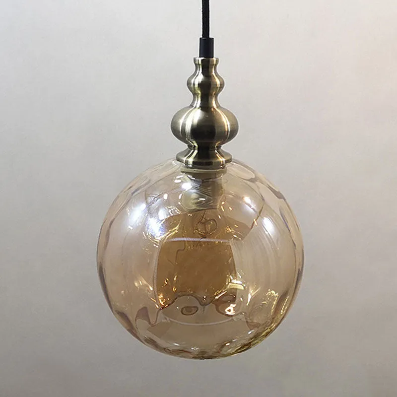 Contemporary Hammered Glass Pendant Light for Boutique Kitchen - 1 Bulb Globe Suspension Light