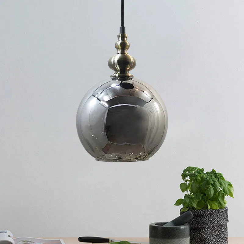 Contemporary Hammered Glass Pendant Light for Boutique Kitchen - 1 Bulb Globe Suspension Light