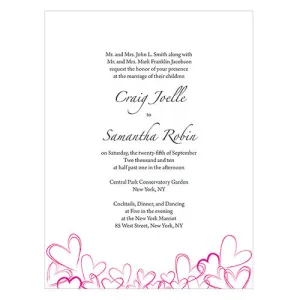 Contemporary Hearts Invitation Lavender