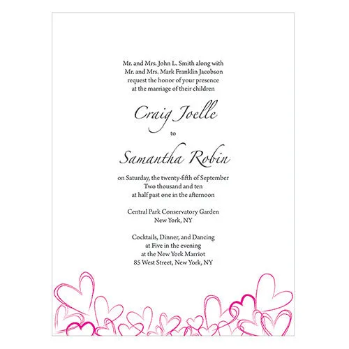 Contemporary Hearts Invitation Lavender