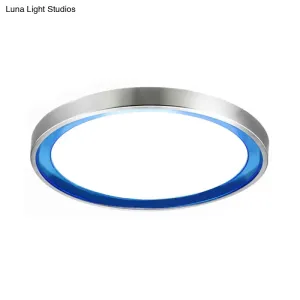 Contemporary LED Flush Light in Orange/Blue/Purple with Warm/White Glow - 14"/16"/20" Metal Circular Ceiling Fixture