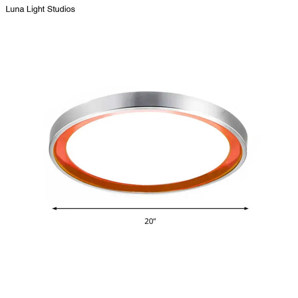 Contemporary LED Flush Light in Orange/Blue/Purple with Warm/White Glow - 14"/16"/20" Metal Circular Ceiling Fixture