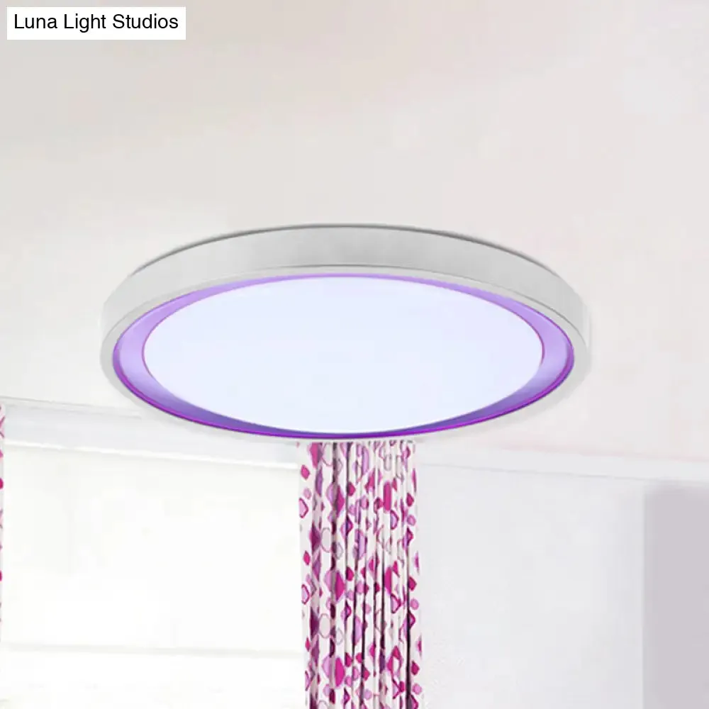 Contemporary LED Flush Light in Orange/Blue/Purple with Warm/White Glow - 14"/16"/20" Metal Circular Ceiling Fixture