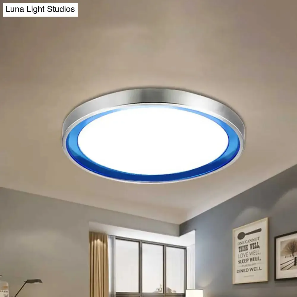 Contemporary LED Flush Light in Orange/Blue/Purple with Warm/White Glow - 14"/16"/20" Metal Circular Ceiling Fixture