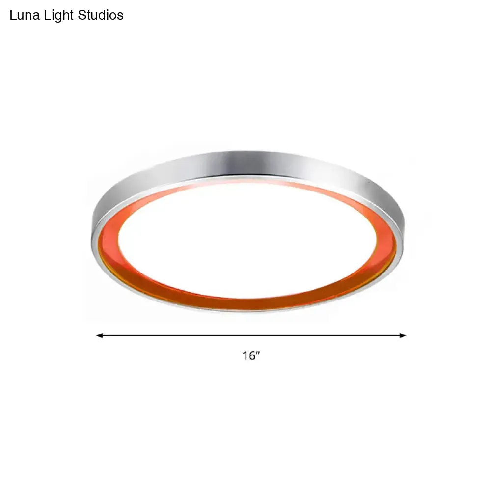 Contemporary LED Flush Light in Orange/Blue/Purple with Warm/White Glow - 14"/16"/20" Metal Circular Ceiling Fixture