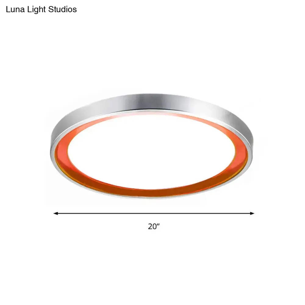 Contemporary LED Flush Light in Orange/Blue/Purple with Warm/White Glow - 14"/16"/20" Metal Circular Ceiling Fixture