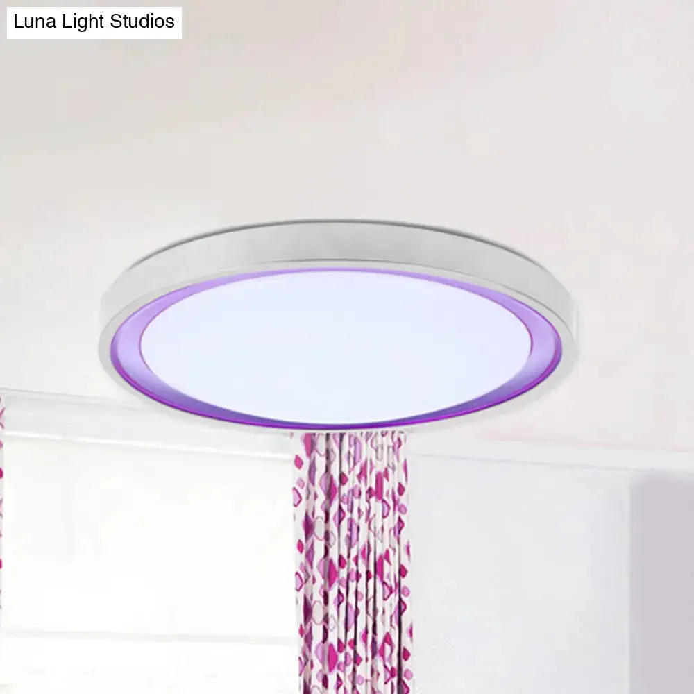 Contemporary LED Flush Light in Orange/Blue/Purple with Warm/White Glow - 14"/16"/20" Metal Circular Ceiling Fixture