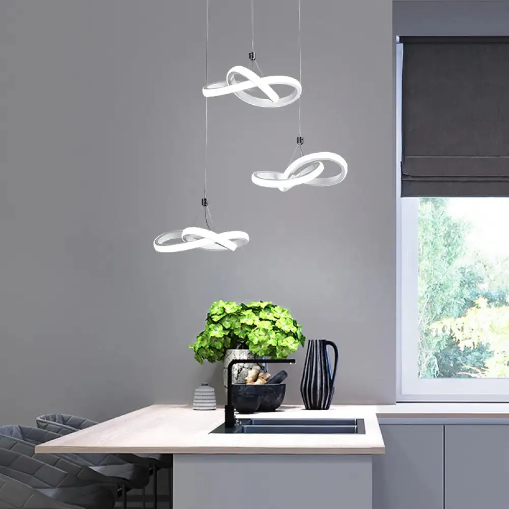 Contemporary LED Pendant Chandelier: Seamless Metal Suspension Light in Warm/White