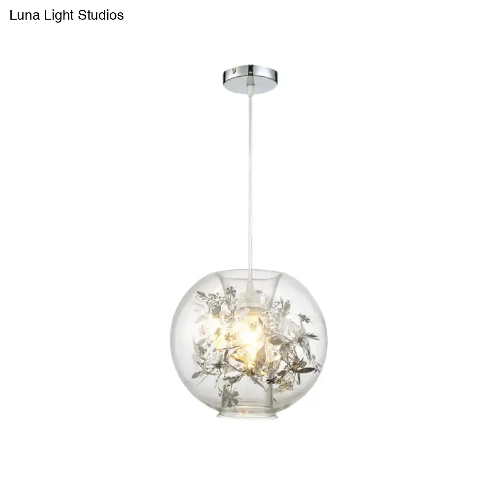 Contemporary Living Room Pendant Light with Transparent Glass Shade