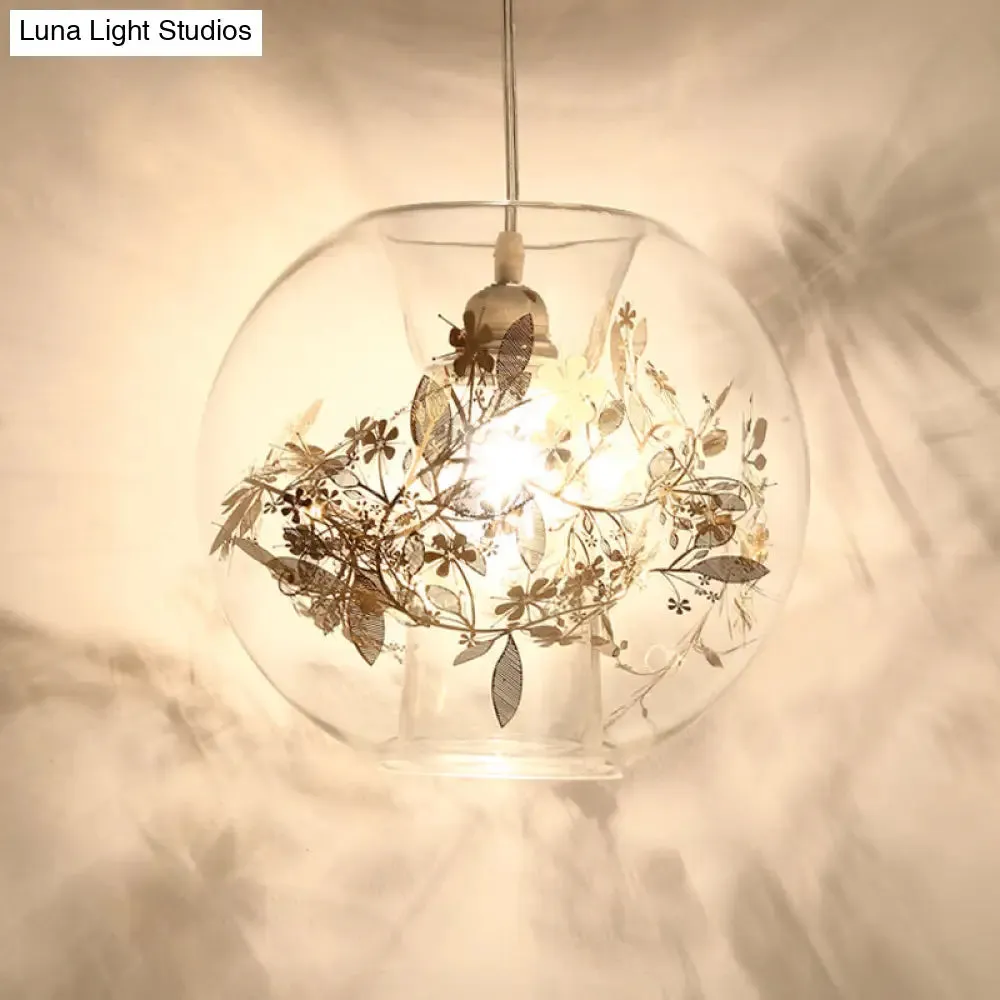 Contemporary Living Room Pendant Light with Transparent Glass Shade