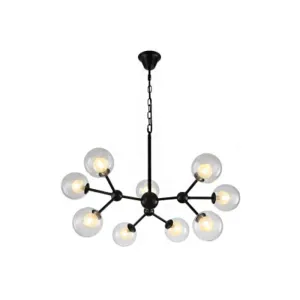 Contemporary Modo Drop Chandelier with Clear & Frosted Glass â€“ Black Finish