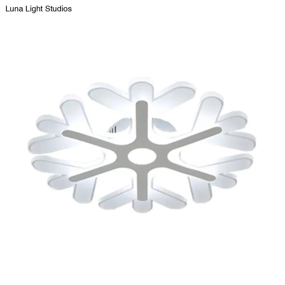 Contemporary Snowflake Flush Ceiling LED Light - Acrylic Bedroom Lamp in Warm/White, 8"/16.5"/20.5" Wide