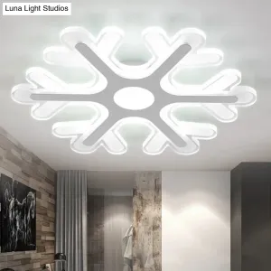 Contemporary Snowflake Flush Ceiling LED Light - Acrylic Bedroom Lamp in Warm/White, 8"/16.5"/20.5" Wide