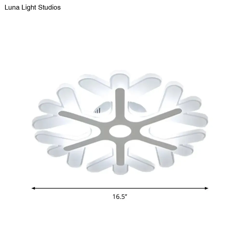 Contemporary Snowflake Flush Ceiling LED Light - Acrylic Bedroom Lamp in Warm/White, 8"/16.5"/20.5" Wide