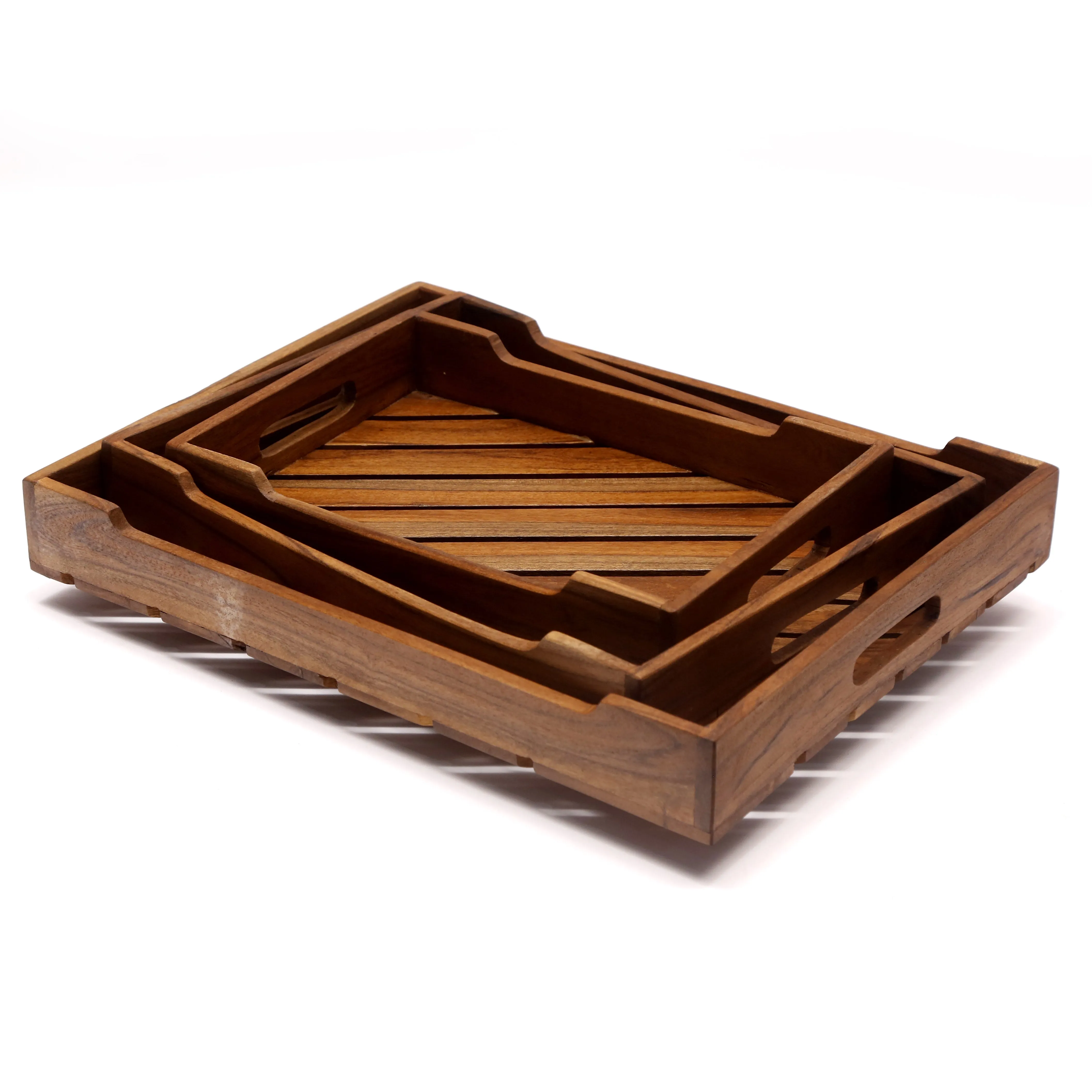 Contemporary Wooden Tray Set