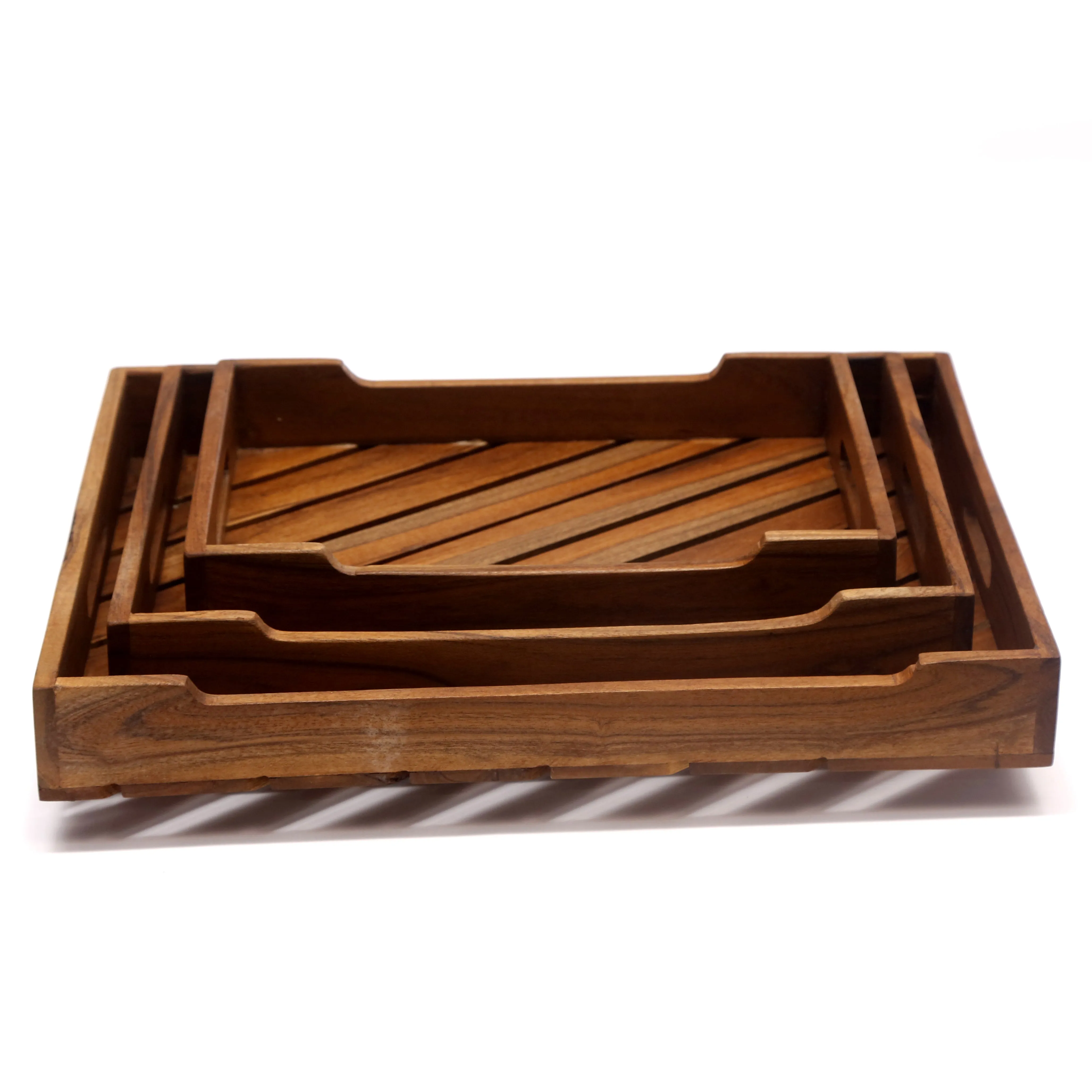 Contemporary Wooden Tray Set