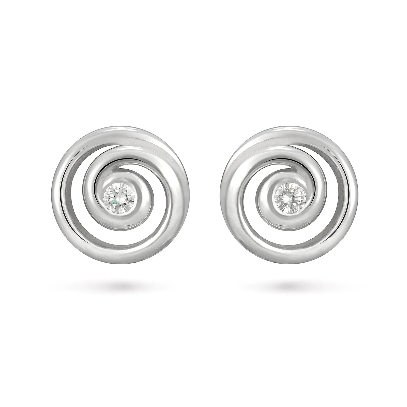 Contour Diamond and White Gold Spiral Earrings