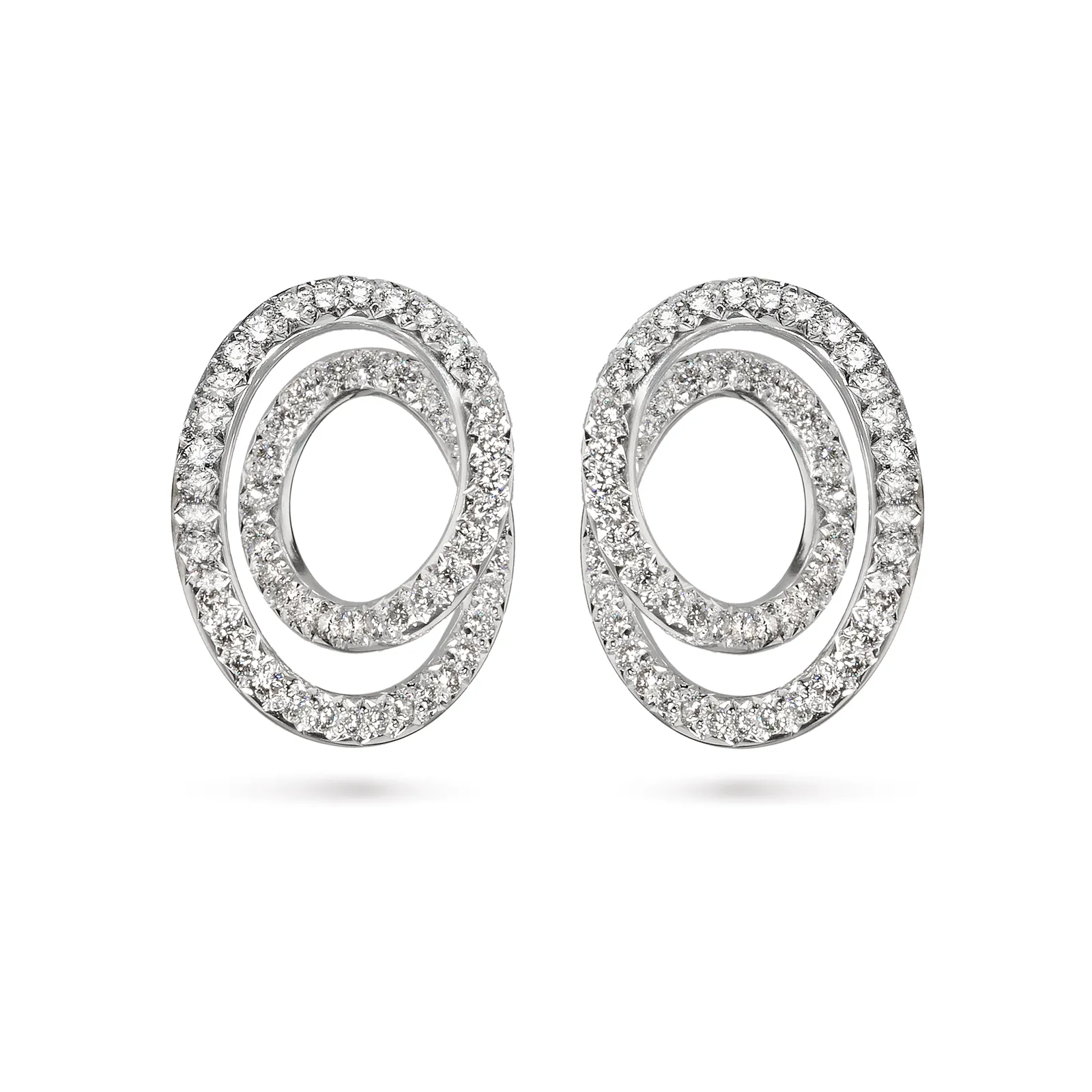 Contour Large Diamond and White Gold Swirl Earrings