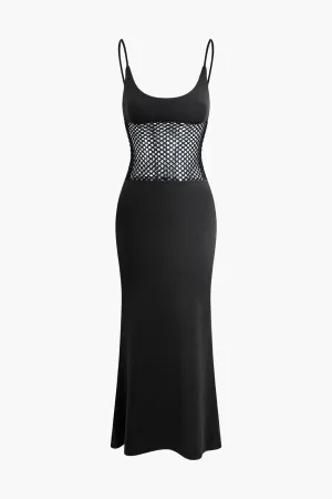 Contrast Mesh Slip Maxi Dress