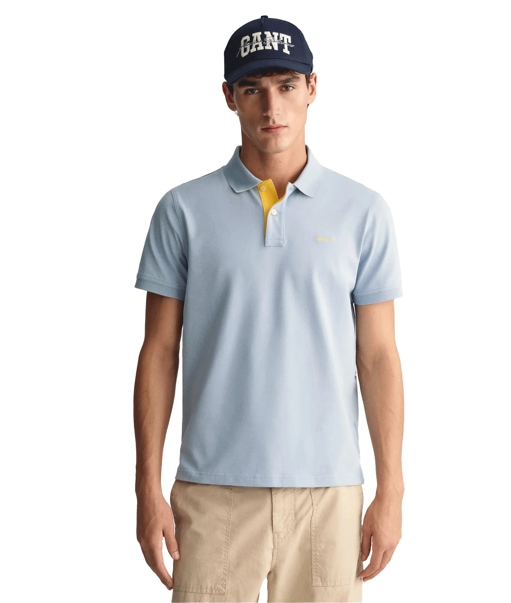 Contrast Piqué Polo Shirt - Blue