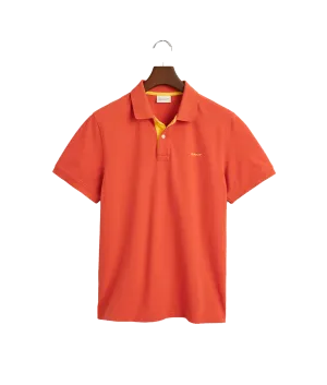 Contrast Piqué Polo Shirt - Orange