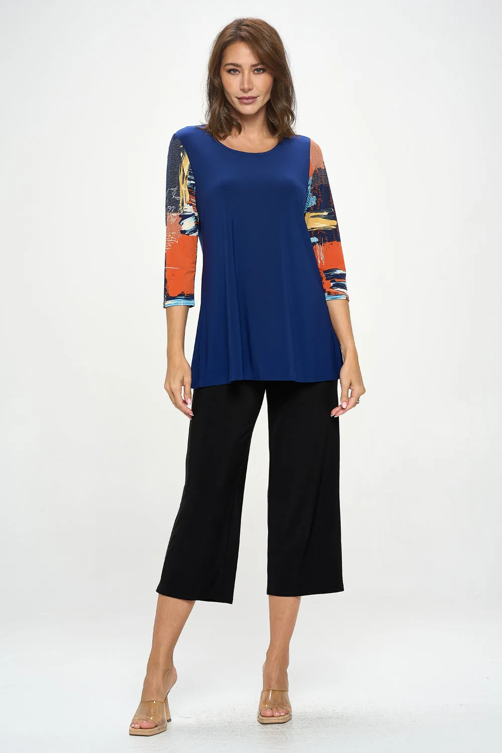 Contrast Quarter Sleeve Top-3095HT-QRP1-C-W420