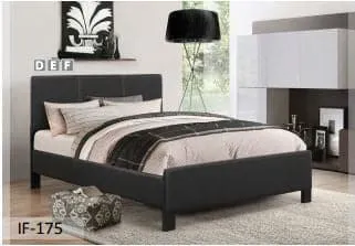 Contrast Stitching Black PU Bed