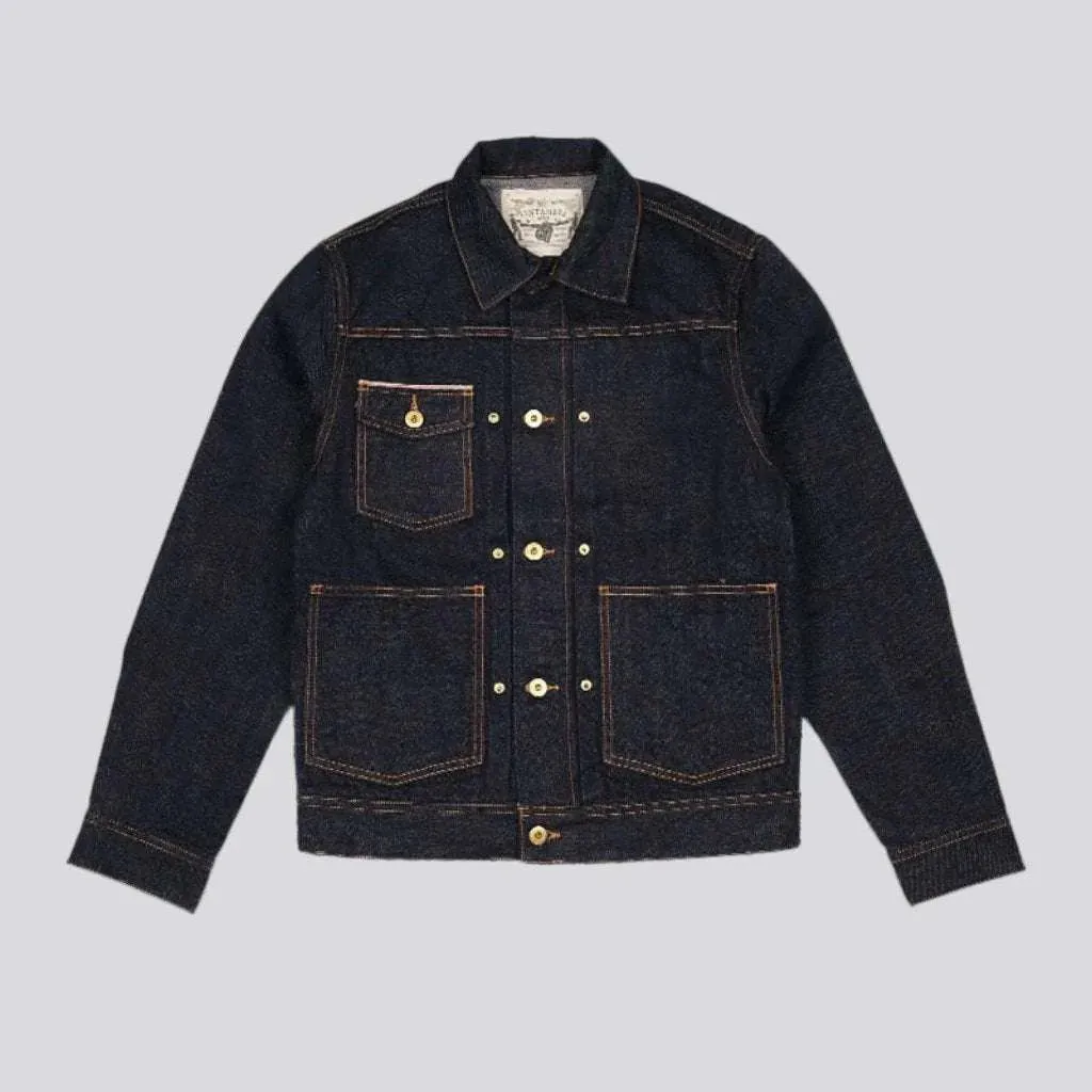 Contrast stitching denim jacket