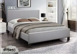 Contrast Stitching Grey PU Bed