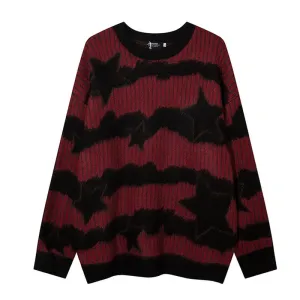 Contrasting Striped Star Jacquard Knitwear