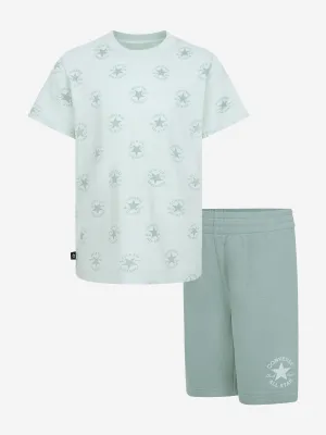 Converse Boys AOP T-Shirt And Short Set in Green