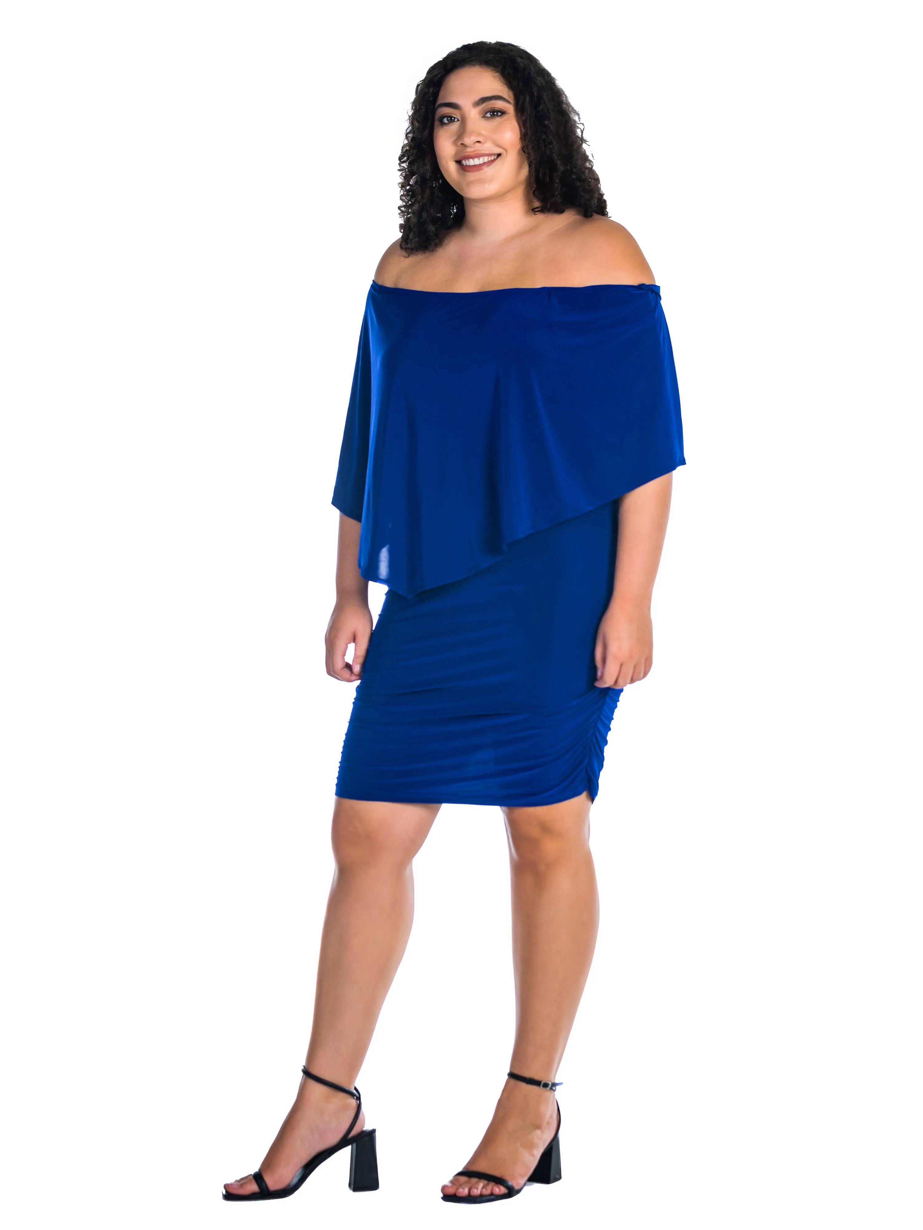 Convertible Bodycon Plus Size Mini Dress Ruffled Sleeve