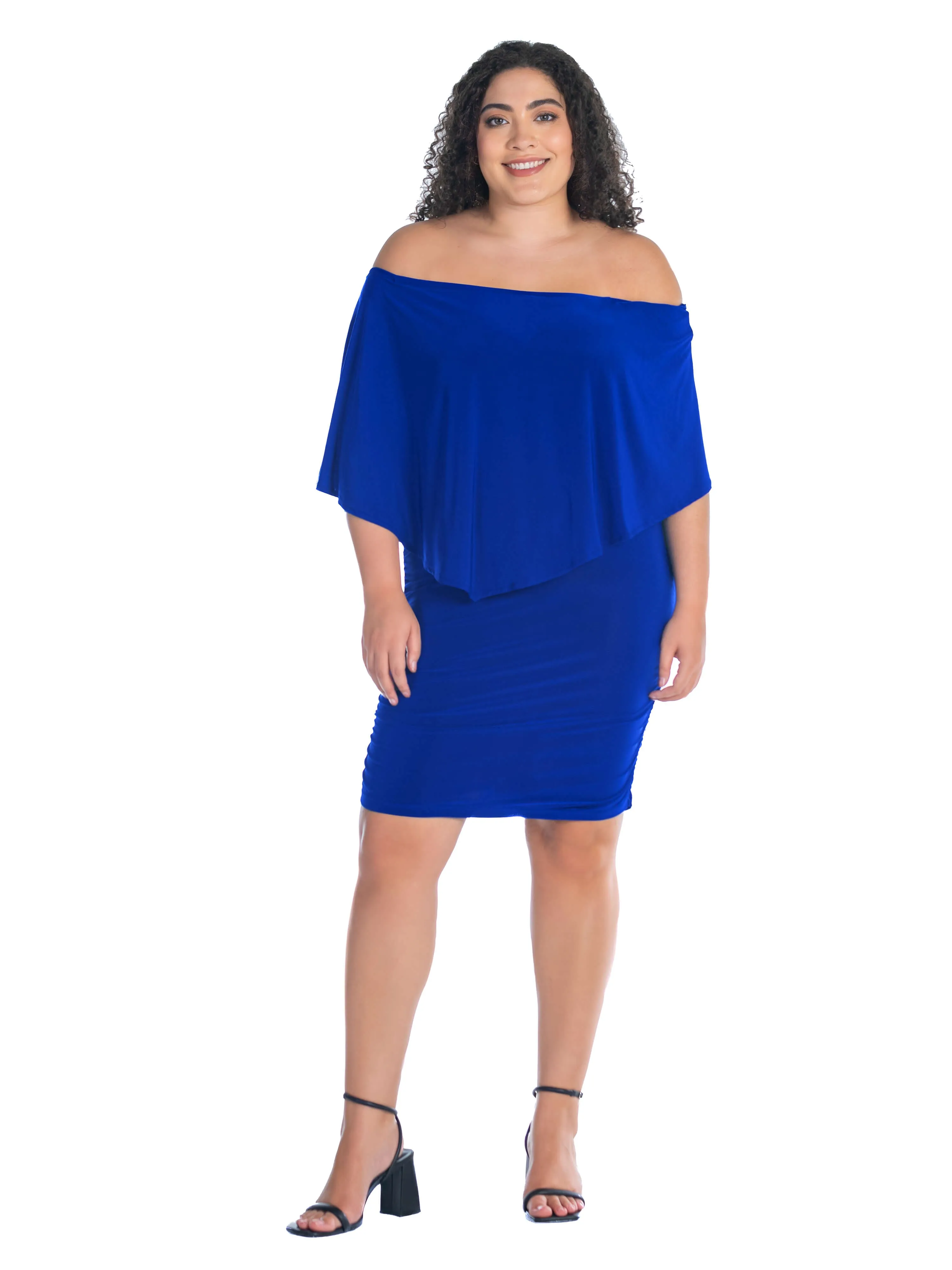 Convertible Bodycon Plus Size Mini Dress Ruffled Sleeve