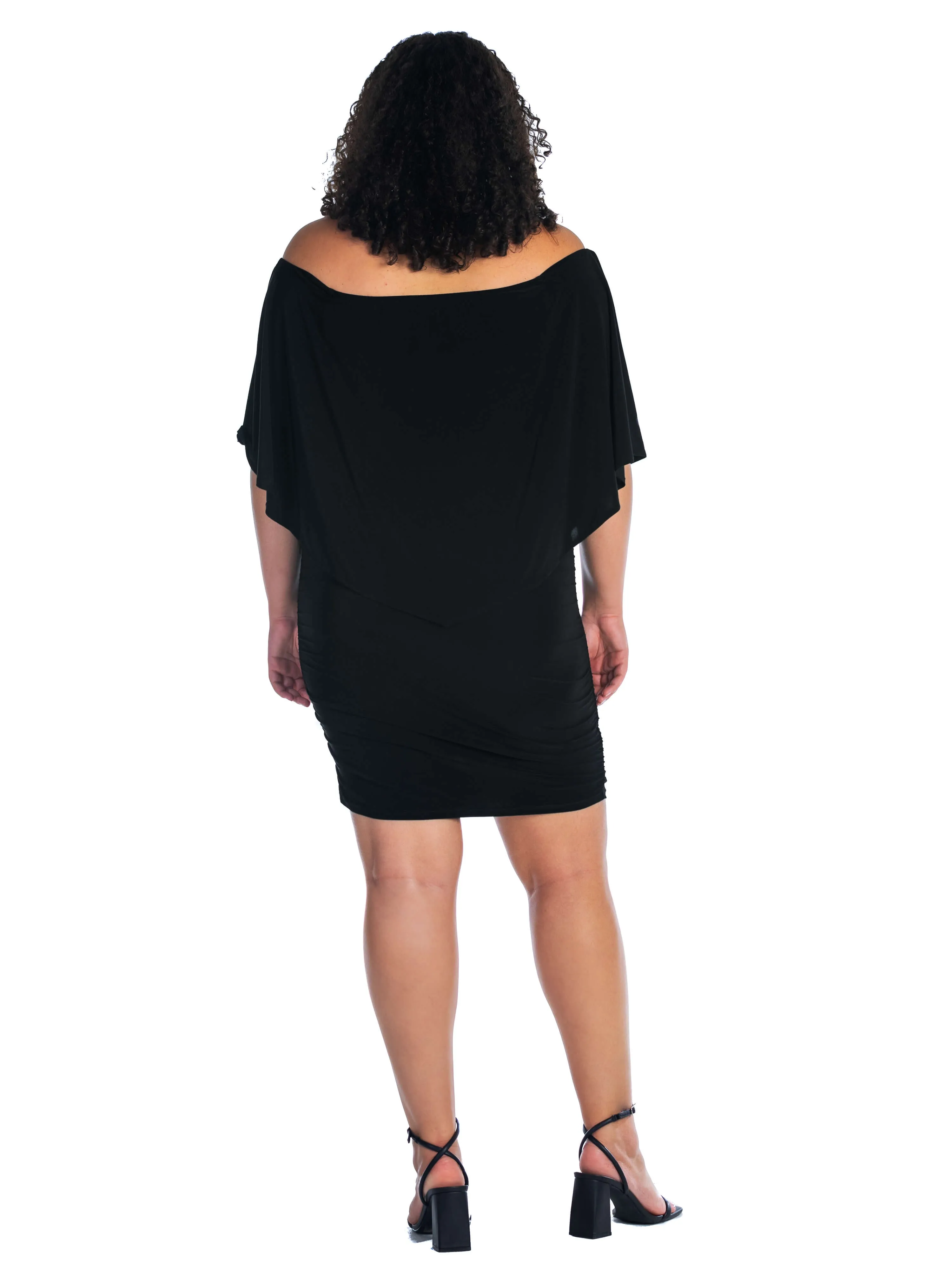 Convertible Bodycon Plus Size Mini Dress Ruffled Sleeve