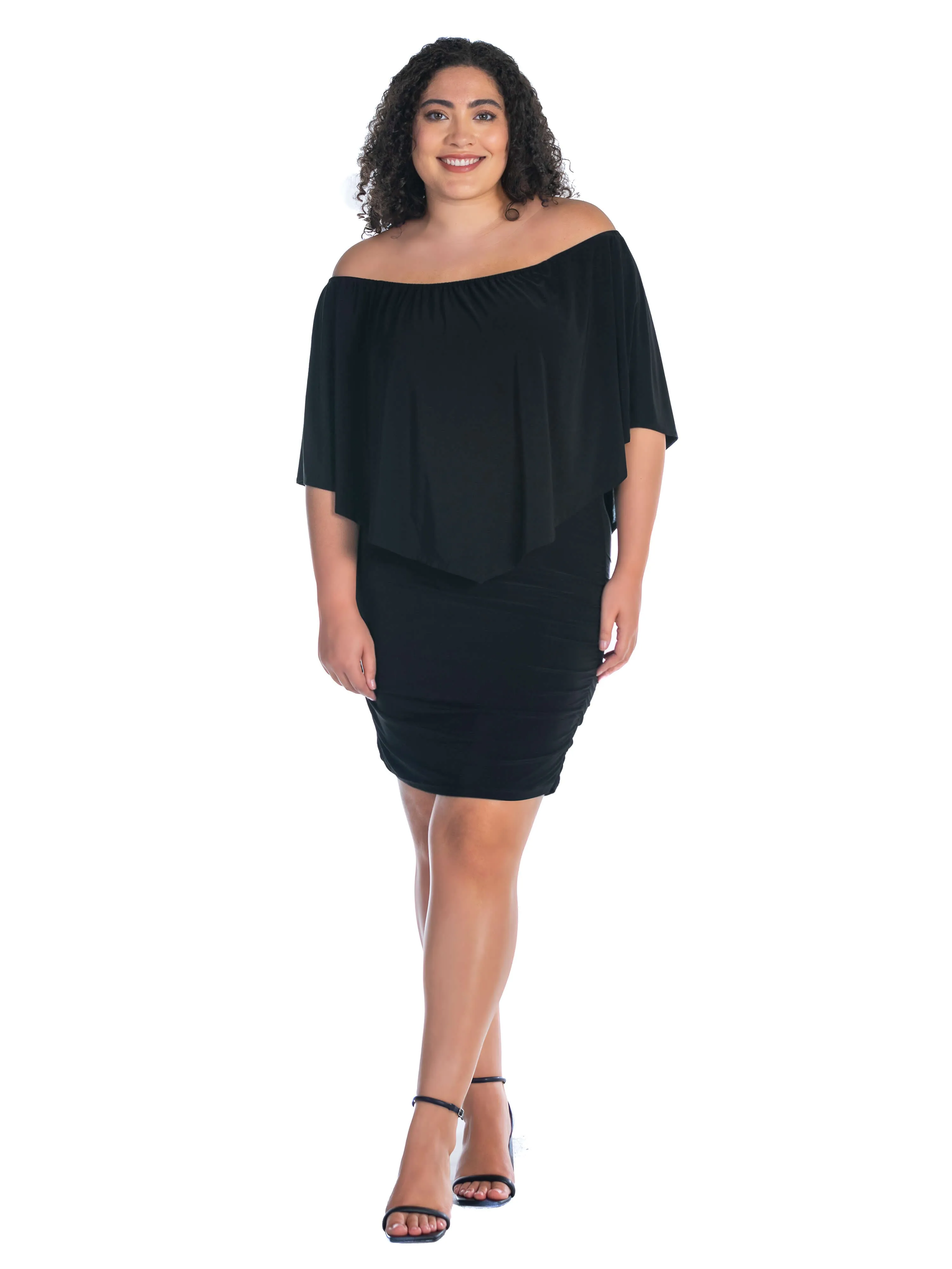 Convertible Bodycon Plus Size Mini Dress Ruffled Sleeve