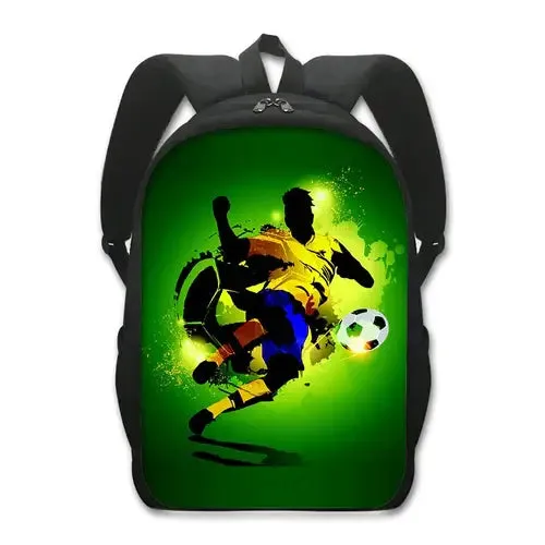 Cool Golden Soccer with Crown Print Backpack Football Sport Rucksack