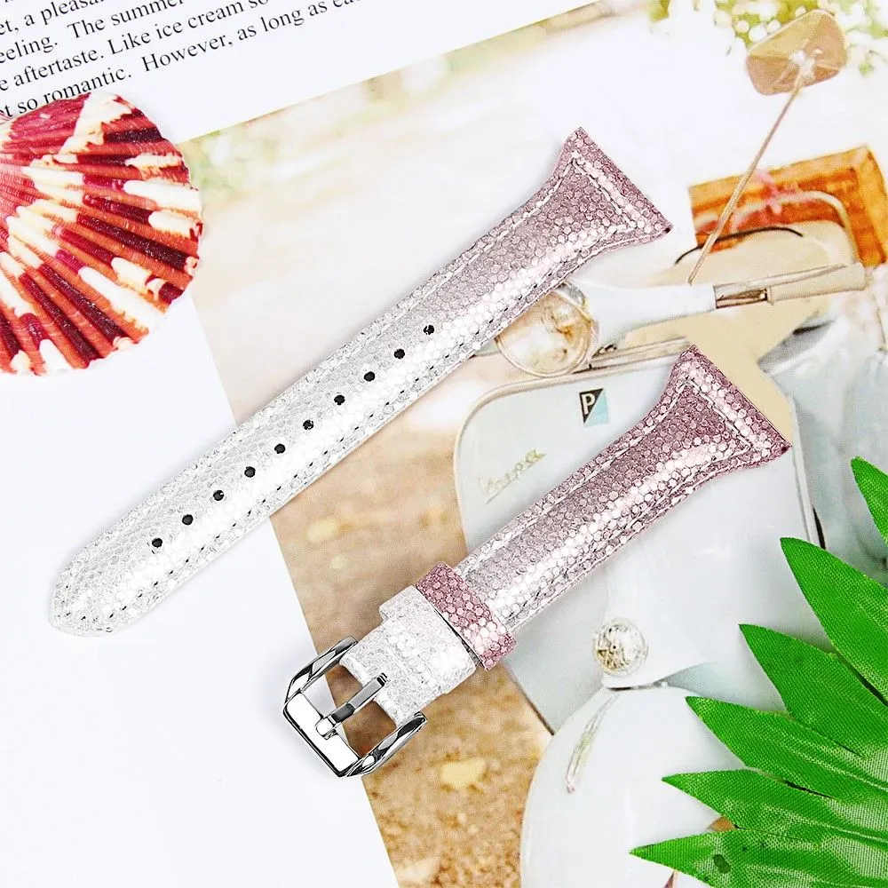 Cool gradient color cowhide leather watch strap for Honor Watch Dream / Huawei Watch Dream - Silver / Pink