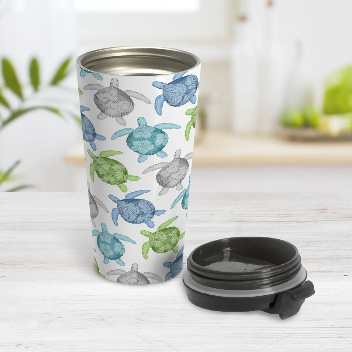 Cool Sea Turtles Pattern Travel Mug