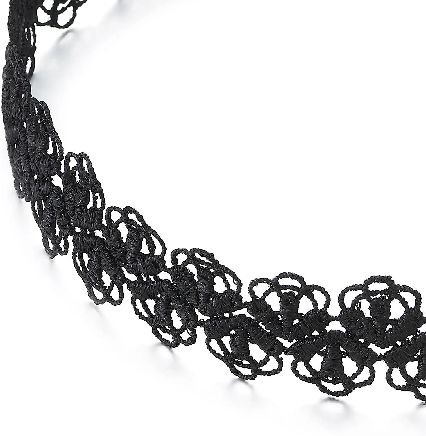 COOLSTEELANDBEYOND Womens Black Lace Flower Tattoo Choker Necklace