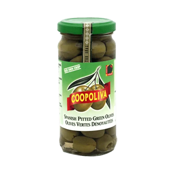 COOPOLIVA PITTED GREEN OLIVES 114G