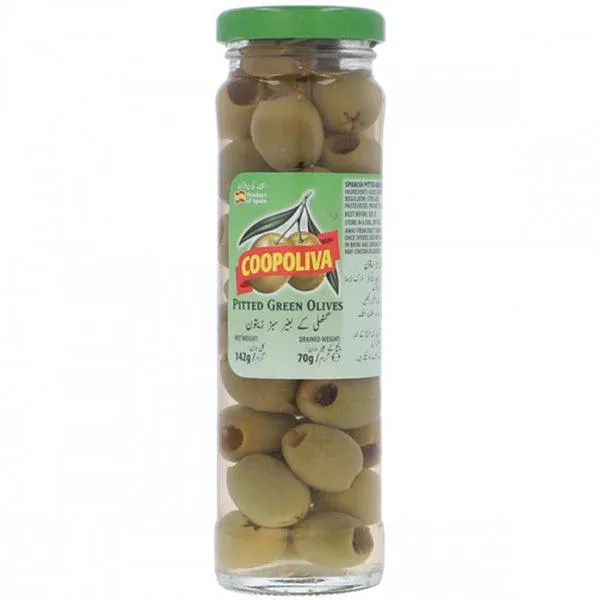 COOPOLIVA PITTED GREEN OLIVES 70G