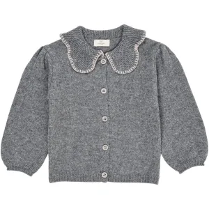 COPENHAGEN COLORS Grey Mel Cashmere Cardigan W. Collar