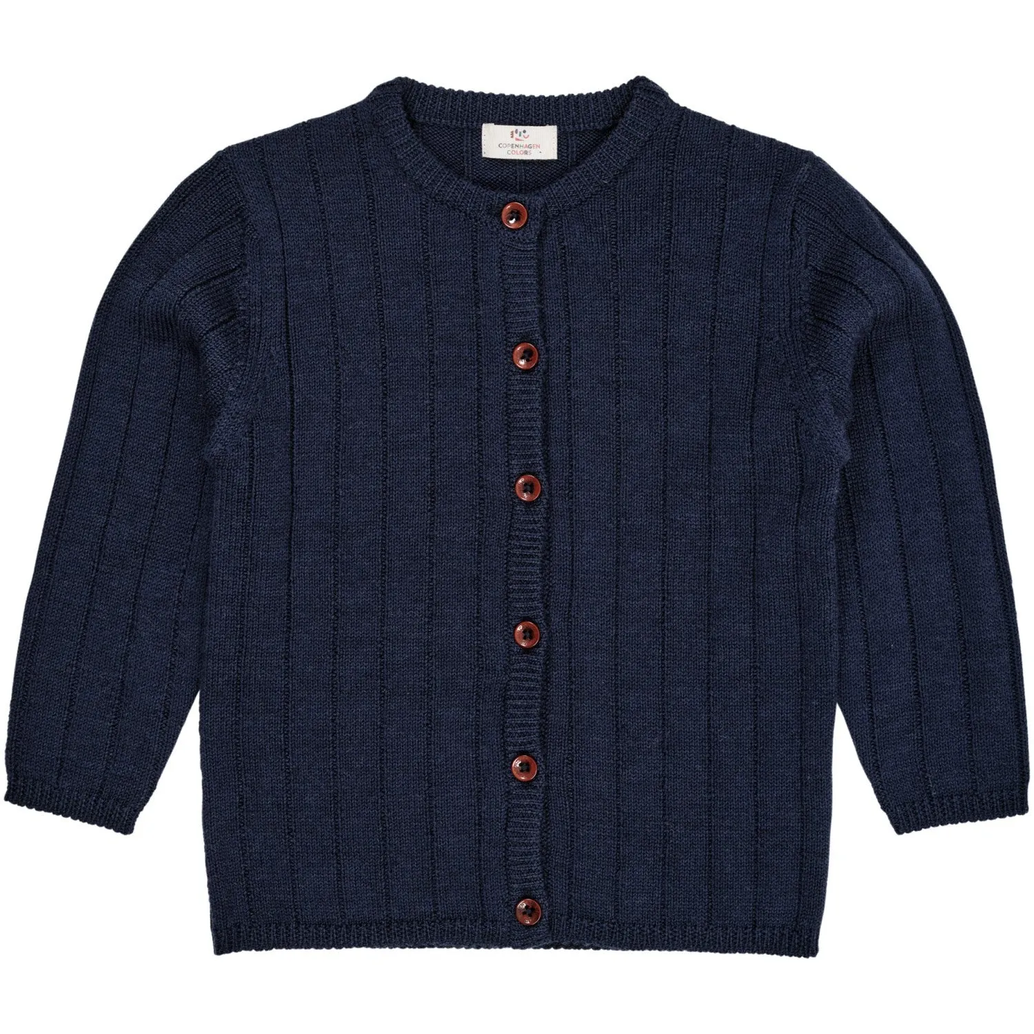 Copenhagen Colors Navy Merino Knitted Cardigan W. Wide Rib