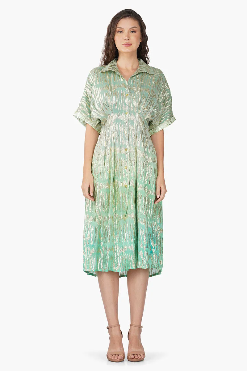 Cora Green Ombray Shirt Dress