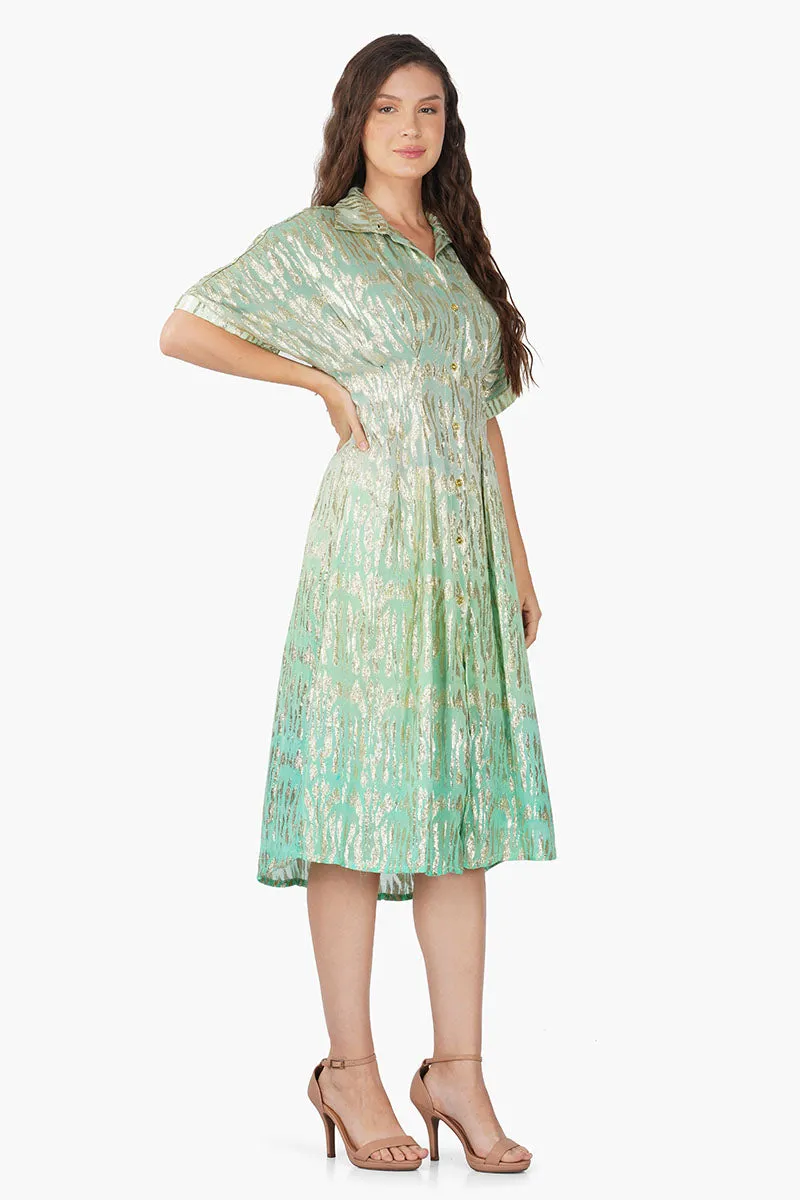 Cora Green Ombray Shirt Dress