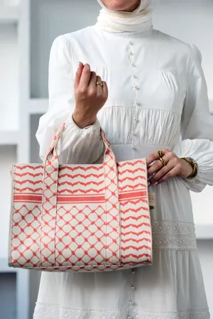 Coral and Cream Tote - Premium Cotton Canvas