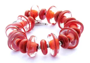 Coral Glass Beaded Statement Toggle Bracelet