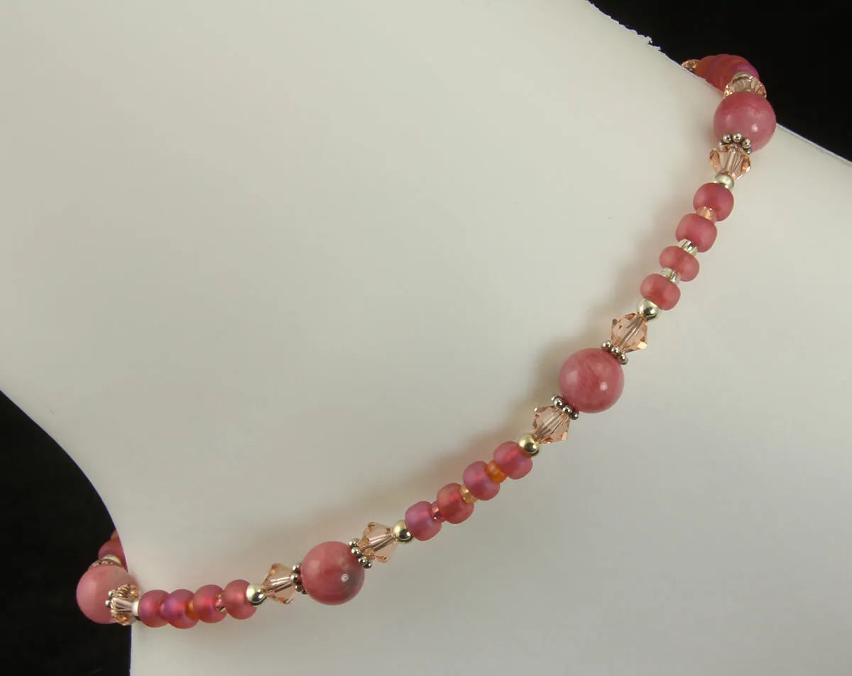 Coral Peach Jade Gemstone Anklet