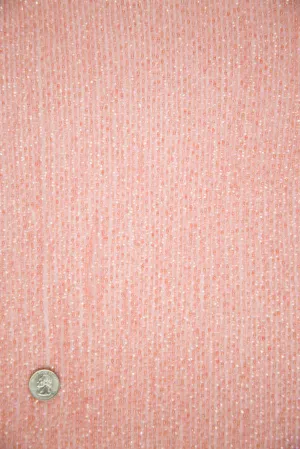 Coral Pink Sequins & Beads on Silk Chiffon Fabric